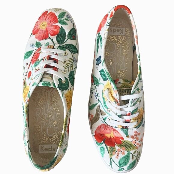 Keds x Rifle Paper Co Champions Botanical Garden Party Canvas Lace Sneakers 6.5 - Picture 3 of 10